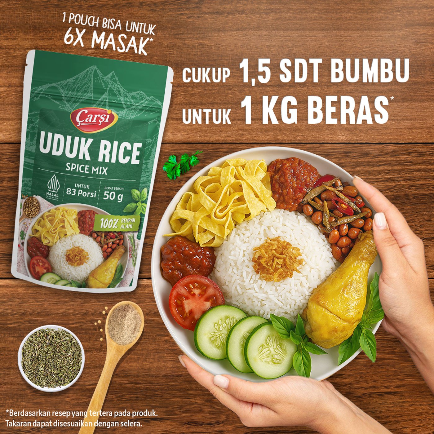 Takaran Bumbu Nasi Uduk Carsi untuk 83 porsi