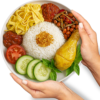 Sajian nasi uduk Carsi dengan lauk pelengkap