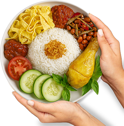Sajian nasi uduk Carsi dengan lauk pelengkap
